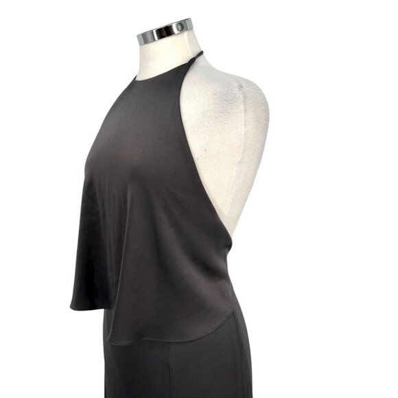 Halston Heritage High Neck Gown Open Back Gown in Gunmetal Gray Size 2 - Picture 5 of 15